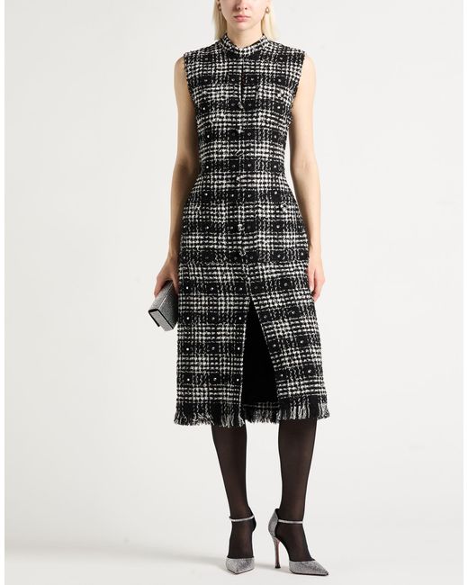 GIUSEPPE DI MORABITO Black Midi Dress Cotton, Polyester, Wool, Acrylic, Textile Fibers