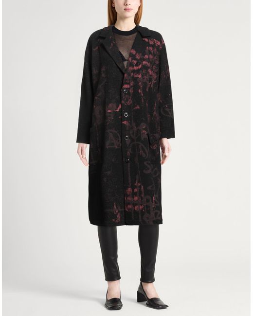 Y's Yohji Yamamoto Black Coat Wool, Polyester, Acrylic, Nylon