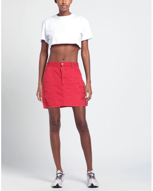 DSquared² Red Denim Skirt
