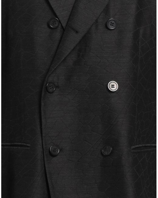 Emporio Armani Black Charcoal Blazer Virgin Wool, Mulberry Silk for men