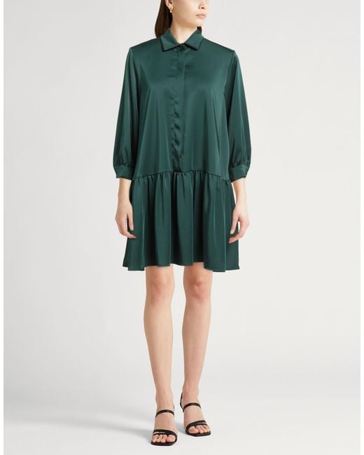 Marella Green Dark Mini Dress Polyester