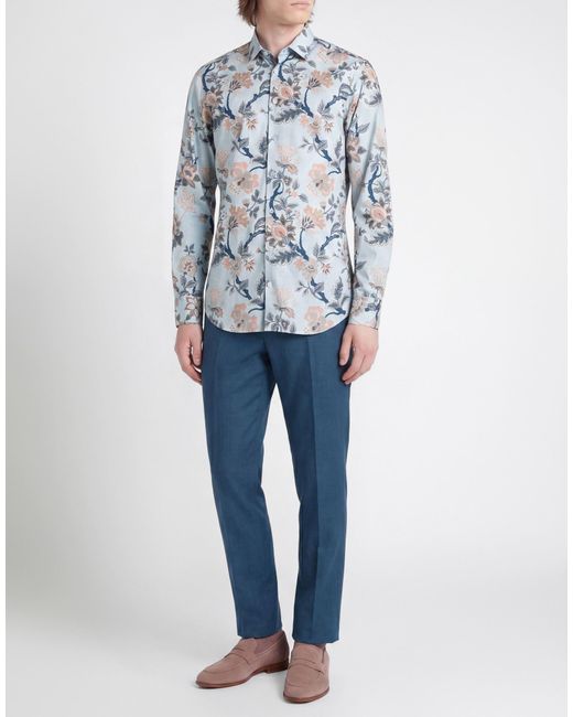 Etro Blue Shirt Cotton, Elastane for men