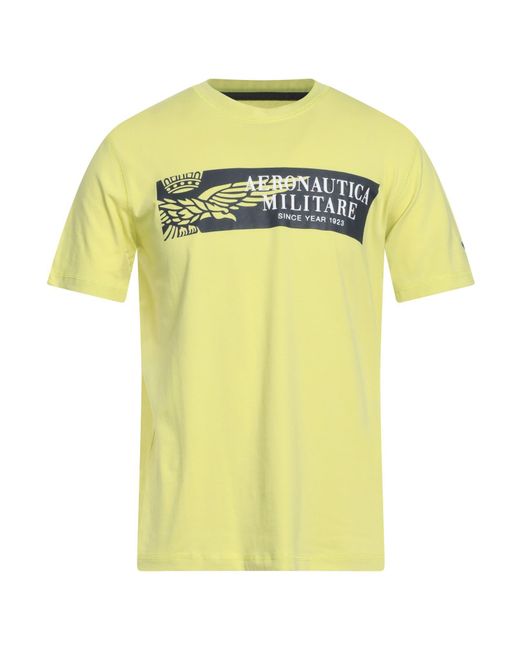 Aeronautica Militare Yellow Lime T-Shirt Cotton, Elastane for men