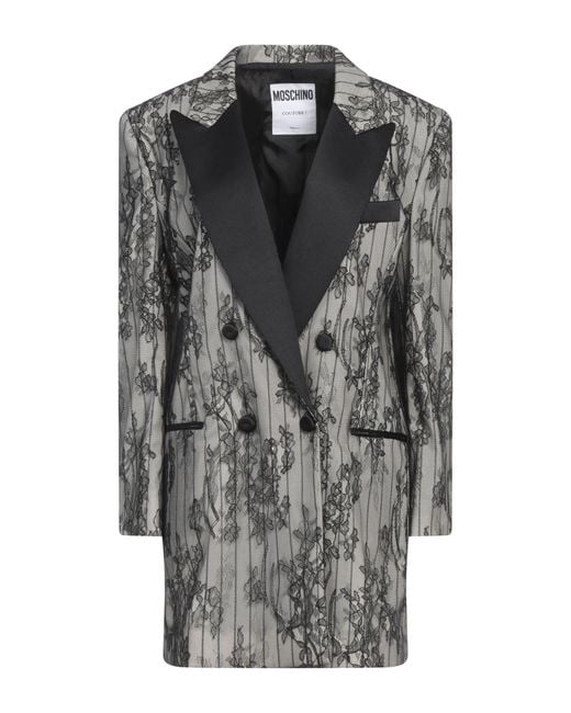 Moschino Gray Blazer Polyester, Cotton, Virgin Wool, Elastane