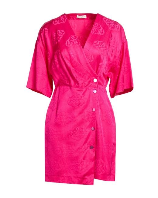 Sandro Pink Fuchsia Mini Dress Viscose, Cotton, Linen