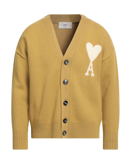 AMI Yellow Cardigan Virgin Wool, Alpaca Wool, Wool for men