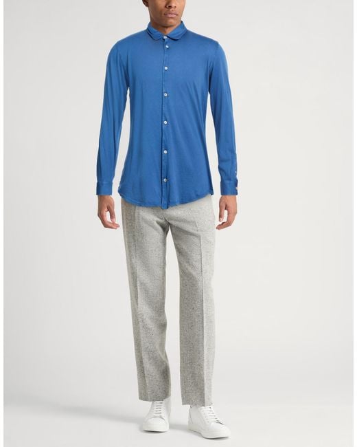 Fedeli Blue Shirt Cotton for men