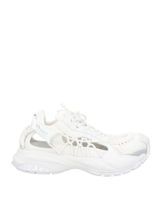 Versace White Sneakers Calfskin, Textile Fibers for men