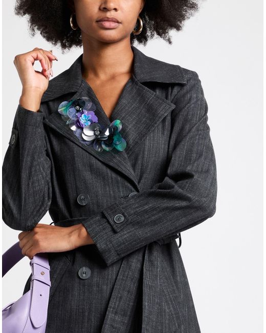 Shirtaporter Black Denim Outerwear Cotton, Polyester, Elastane