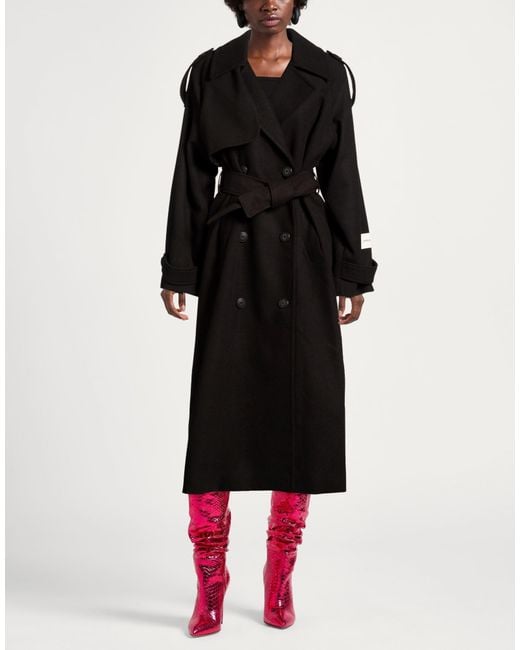 hinnominate Black Coat Polyester, Viscose, Elastane