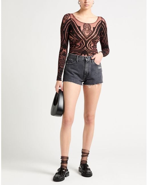 Etro Brown X Wolford Bodysuit Polyamide, Elastane