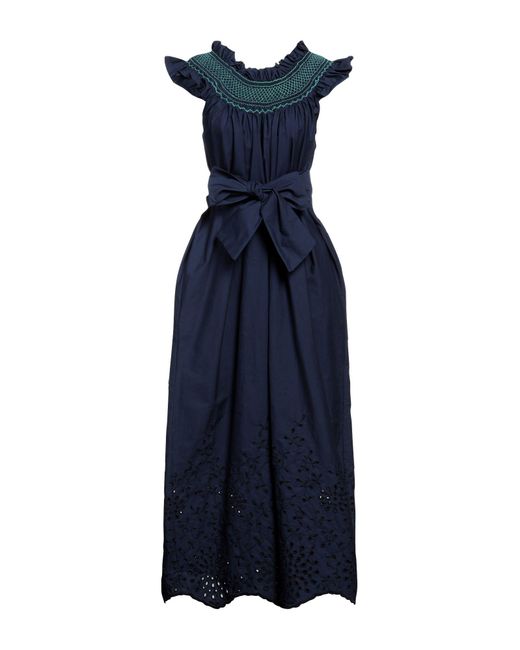 Loretta Caponi Blue Midi Dress