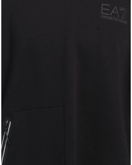 EA7 Black Sweatshirt Cotton, Elastane for men