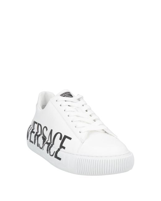 Versace White Greca Logo Leather Sneaker for men