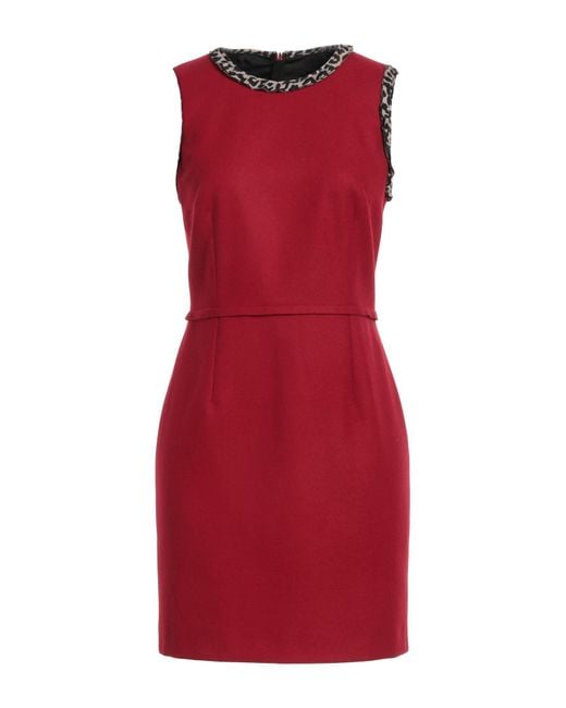 Paule Ka Red Brick Midi Dress Virgin Wool