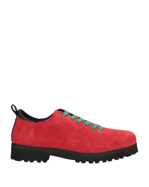 Pànchic Men's Red Lace-Up Shoes Leather