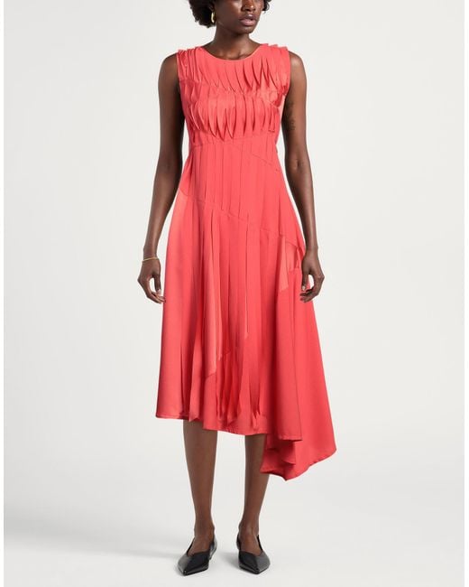High Red Midi Dress Polyester
