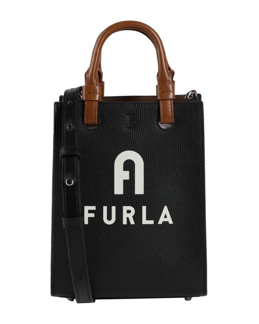 Furla Black Varsity Style Mini Tote -- Handbag Soft Leather