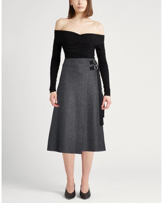Jil Sander Gray Midi Skirt Wool, Polyamide