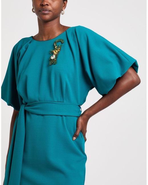 Hanita Blue Midi Dress Acetate, Viscose, Polyester, Elastane