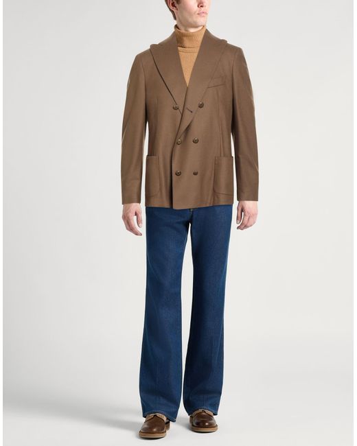 Santaniello Brown Blazer Wool, Polyamide, Virgin Wool, Elastane for men