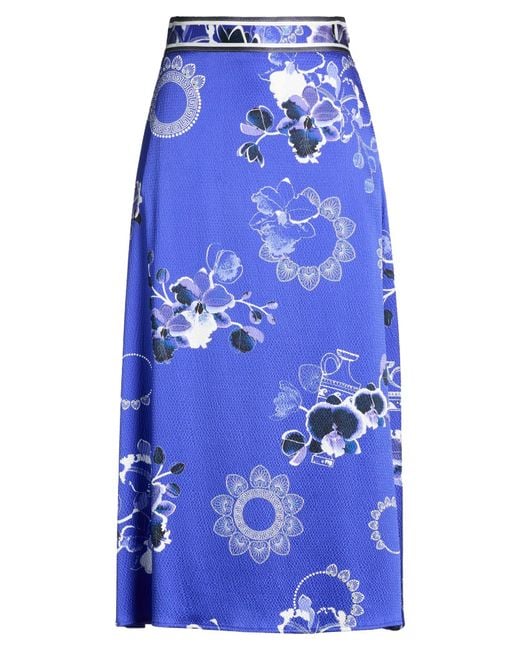 LEONARD Paris Blue Midi Skirt Silk, Elastane