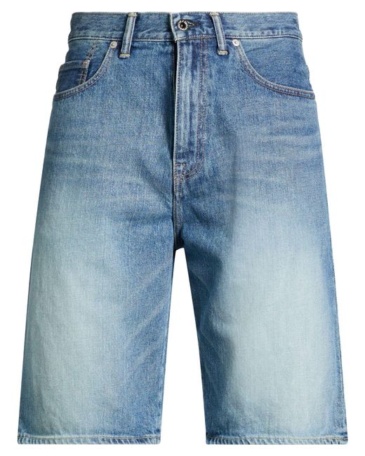 A Bathing Ape Blue Denim Shorts Cotton, Cow Leather for men