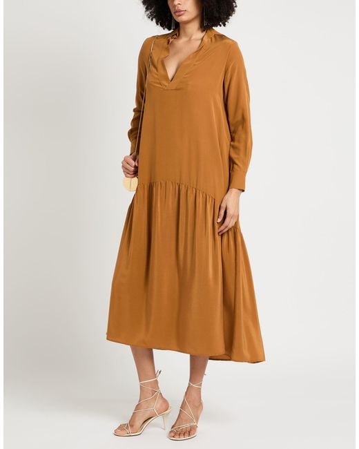 Alysi Orange Maxi Dress Silk