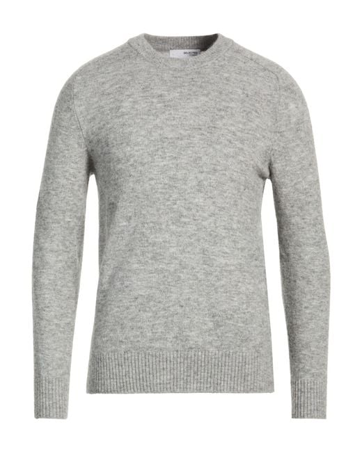SELECTED Gray Light Sweater Recycled Polyester, Alpaca Wool, Wool, Nylon, Elastane for men