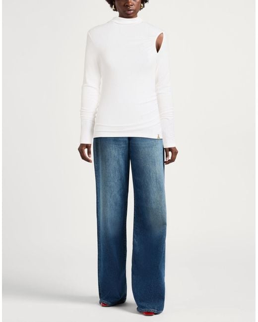Patrizia Pepe White Turtleneck Polyester, Viscose, Elastane