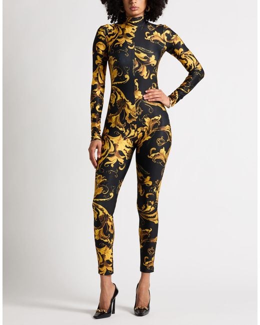 Versace Jeans Couture Black Jumpsuit Polyester, Elastane