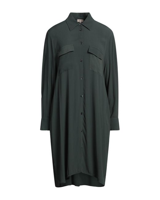 HER SHIRT HER DRESS Gray Mini Dress Viscose, Silk