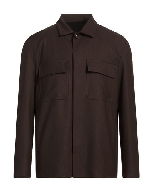 Lardini Brown Shirt Wool for men
