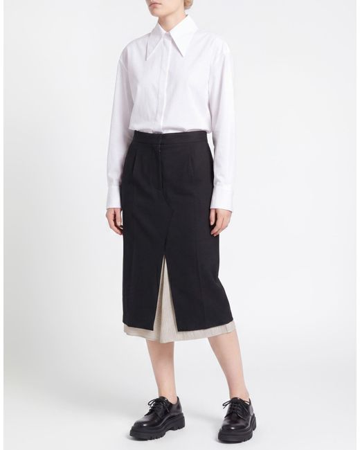 Marni Black Midi Skirt Virgin Wool