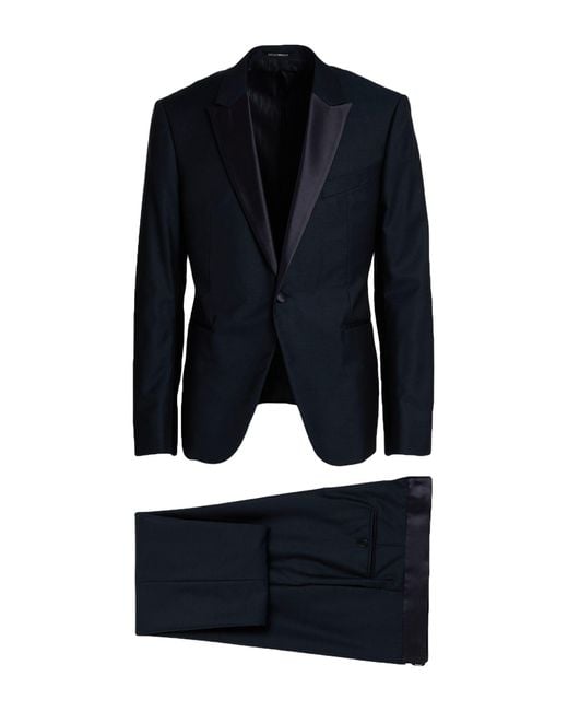 Emporio Armani Blue Suit Virgin Wool, Silk, Polyester for men