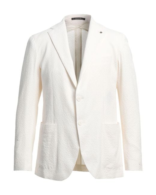Tagliatore White Blazer Cotton, Elastane, Polyamide for men