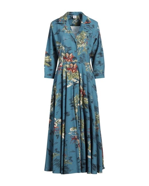 Aspesi Blue Maxi Dress Linen, Cotton