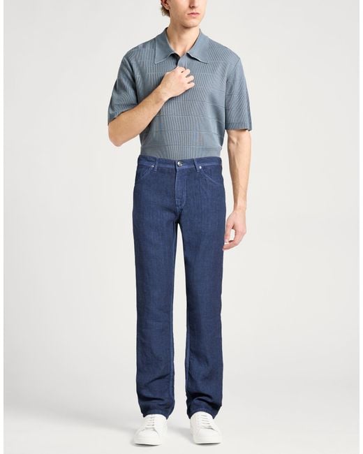 120% Lino Blue Trouser for men