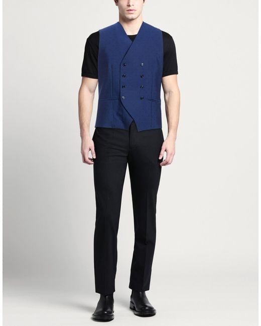 Daniele Alessandrini Blue Tailored Vest Polyester, Viscose, Elastane for men