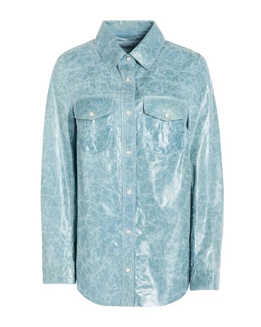 Salvatore Santoro Blue Shirt Ovine Leather