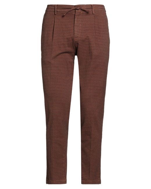 Paoloni Brown Pants Cotton, Polyester, Elastane for men
