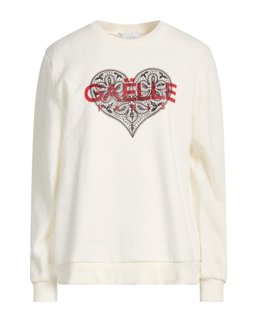 Gaelle Paris White Cream Sweatshirt Cotton