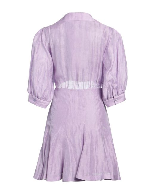 Sandro Purple Cutout Linen-blend Gauze Mini Shirt Dress