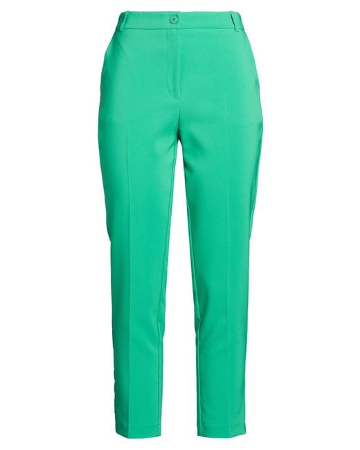 Fracomina Green Pants Polyester, Elastane