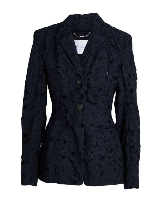 Erdem Blue Midnight Blazer Cotton, Polyester, Elastane
