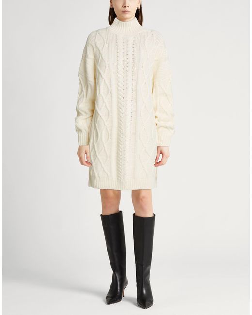 Paolo Pecora White Mini Dress Wool, Viscose, Polyamide, Cashmere