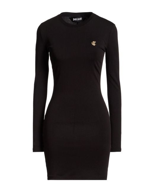 Just Cavalli Black Mini Dress Cotton, Elastane