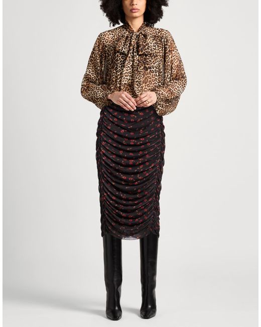 Mar De Margaritas Black Midi Skirt Polyester, Elastane
