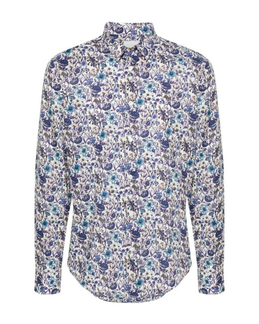 Paul Smith Hemd aus Bio-Baumwolle mit Print in Blue für Herren