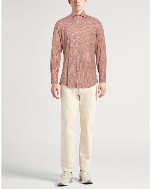 Brunello Cucinelli Pink Shirt Cotton for men